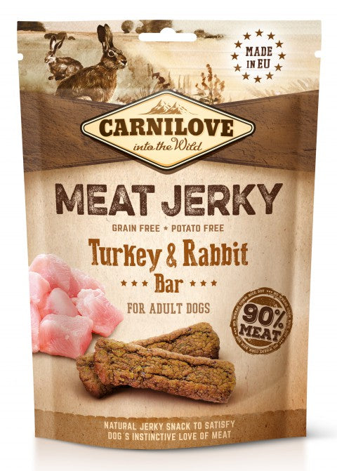Carnilove Meat Jerky Kalkon med kanin hundgodis 100 g
