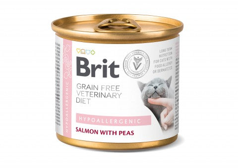 Brit Veterinary Diet Hypoallergenic Salmon with Peas for cats 200 g
