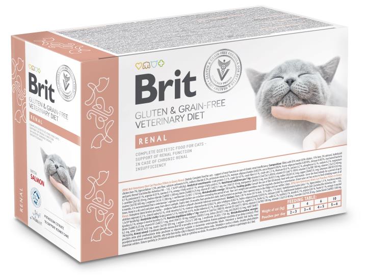 Brit Veterinary Diet Pouch Renal with Salmon för katter 12 x 85 g