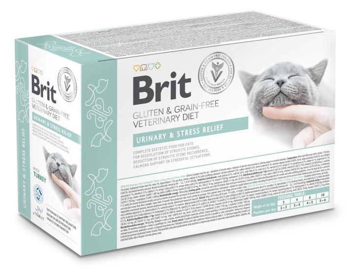 Brit Veterinary Diet Pouch Urinary & Stress Relief with Turkey for cats 12 x 85 g