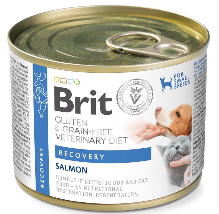 Brit Recovery salmon våtfoder för katter och hundar 6 x 200 g