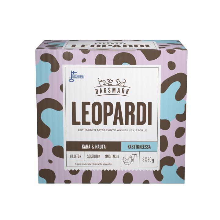 Dagsmark Leopardi kyckling och nötkött i sås för katter 8 x 80 g