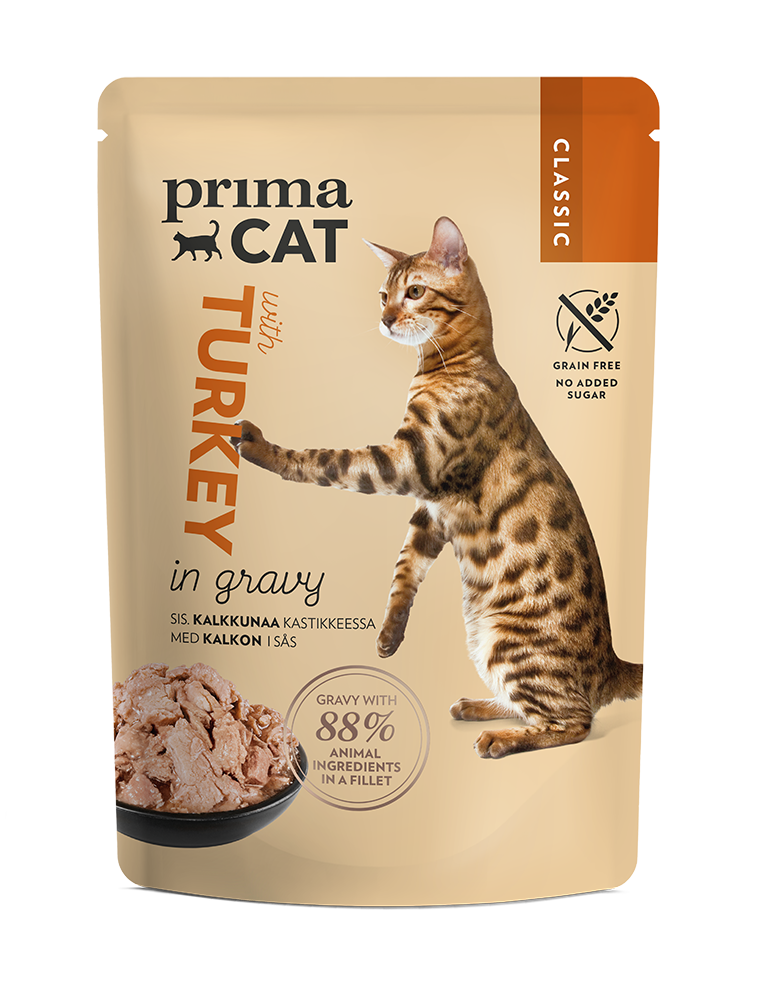 PrimaCat Classic Kalkon i sås för katter 28 x 85 g