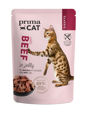 PrimaCat Classic Våtfoder med nötkött i gelé för katter 85 g