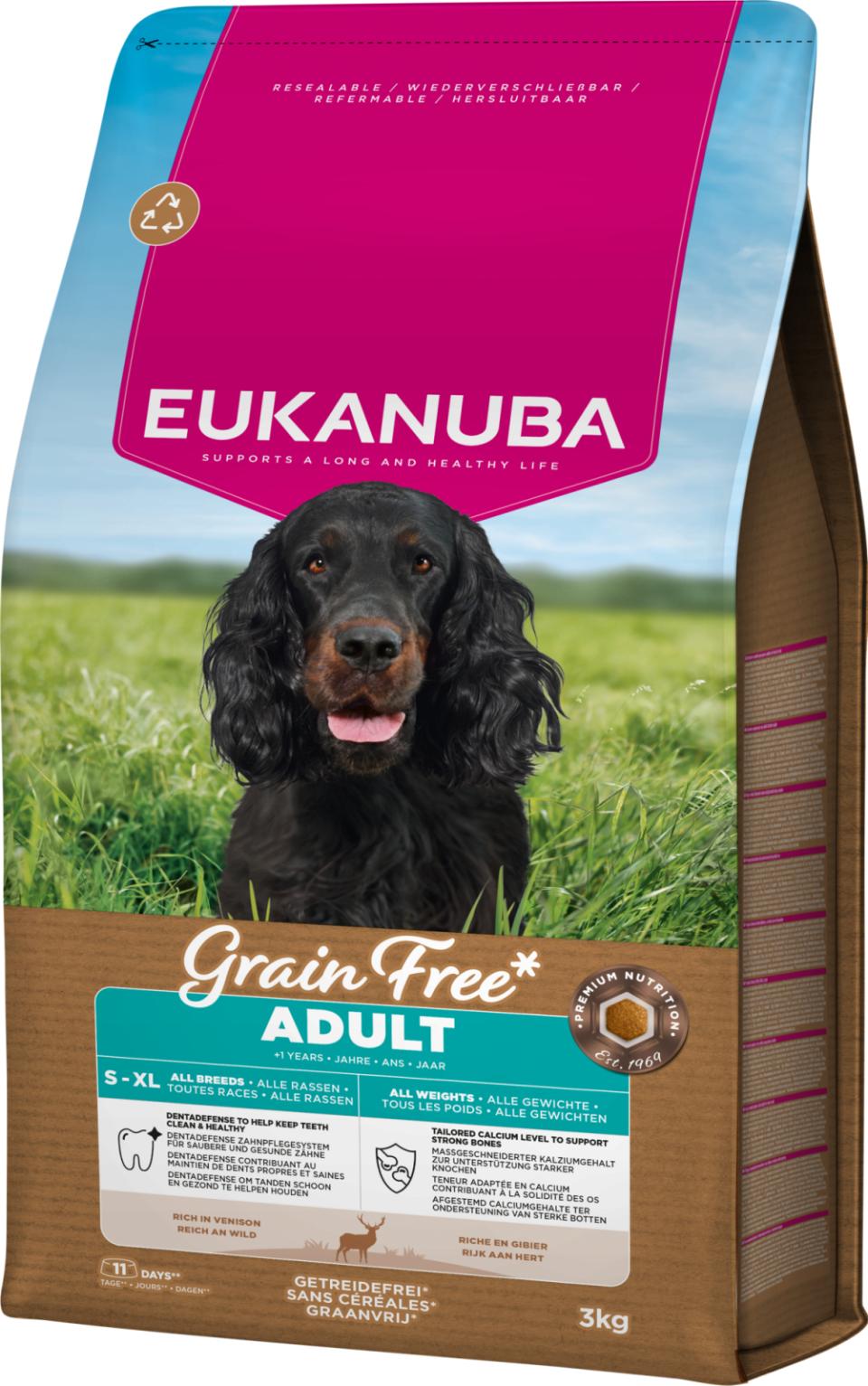 Eukanuba Adult Grain Free Venison teraviljavaba hirvelihaga kuivtoit igast tõust täiskasvanud koertele
