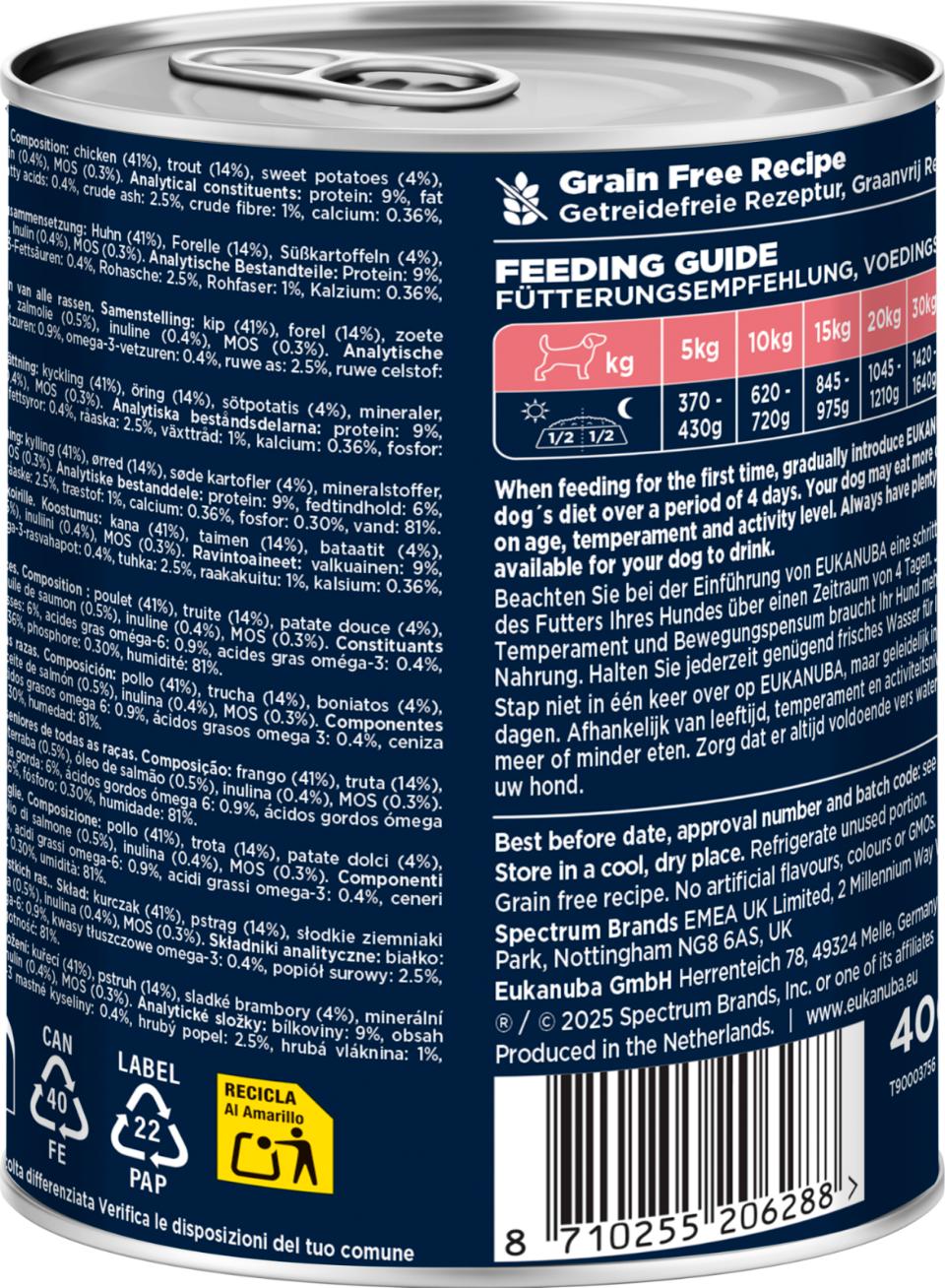 Eukanuba Senior forelli ja bataadiga märgtoit eakatele koertele 6 x 400 g MULTIPAKK