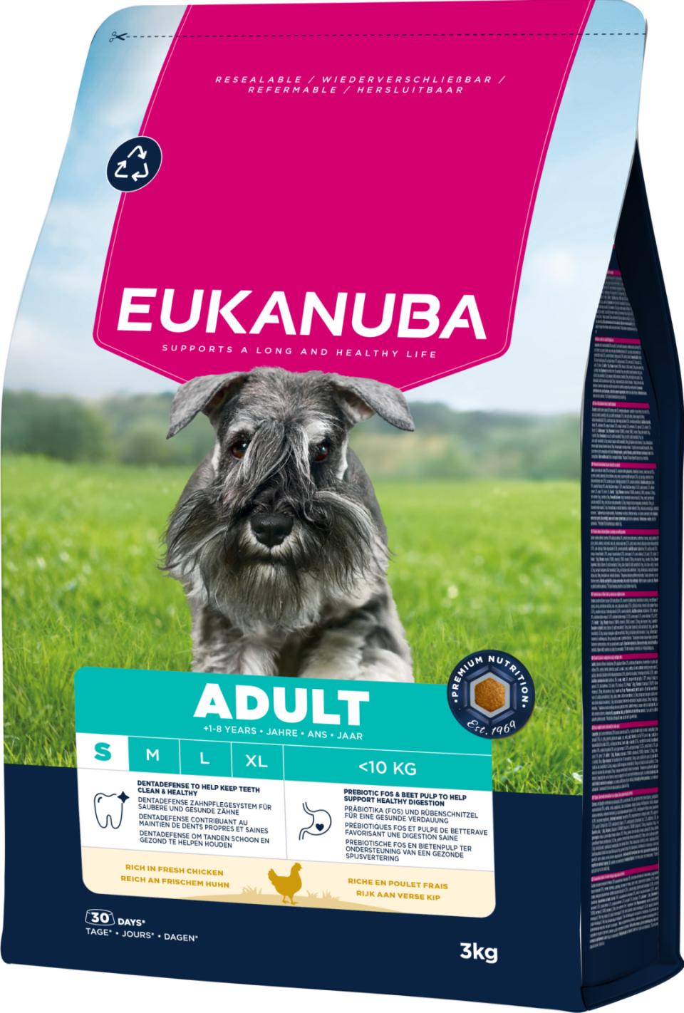 Eukanuba Adult Small Breed kanalihaga kuivtoit väikest tõugu täiskasvanud koertele 3 kg