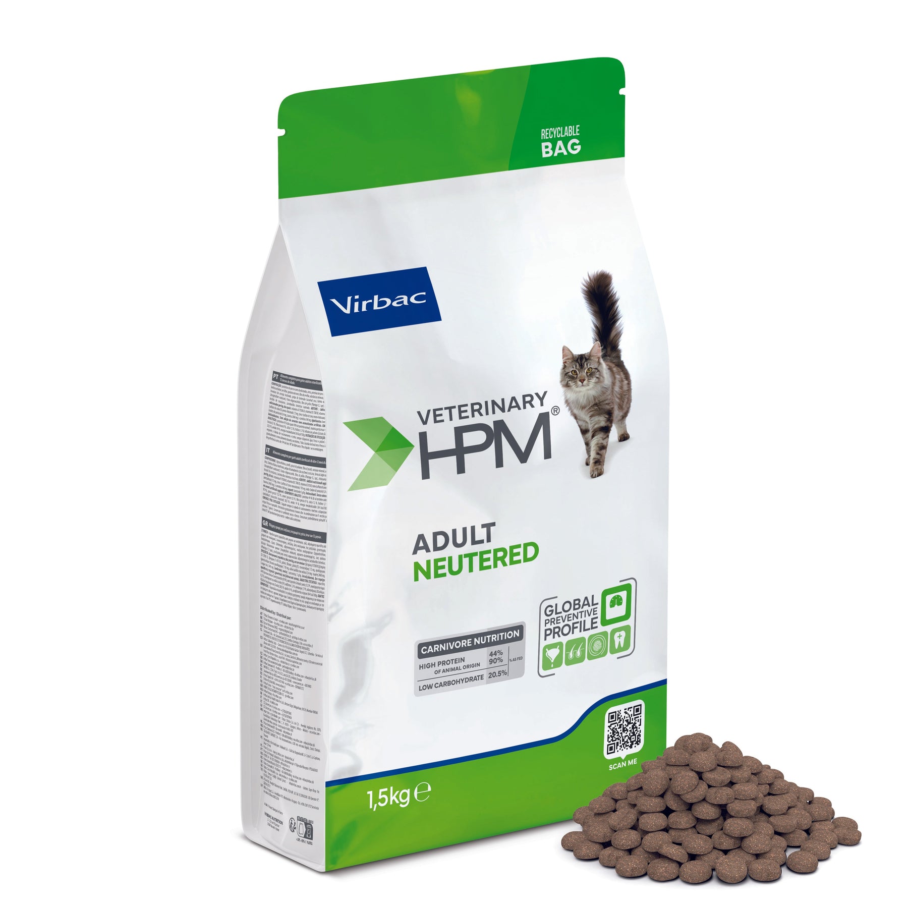 Virbac Veterinary HPM Adult Neutered Cat torrfoder för katt 1,5 kg