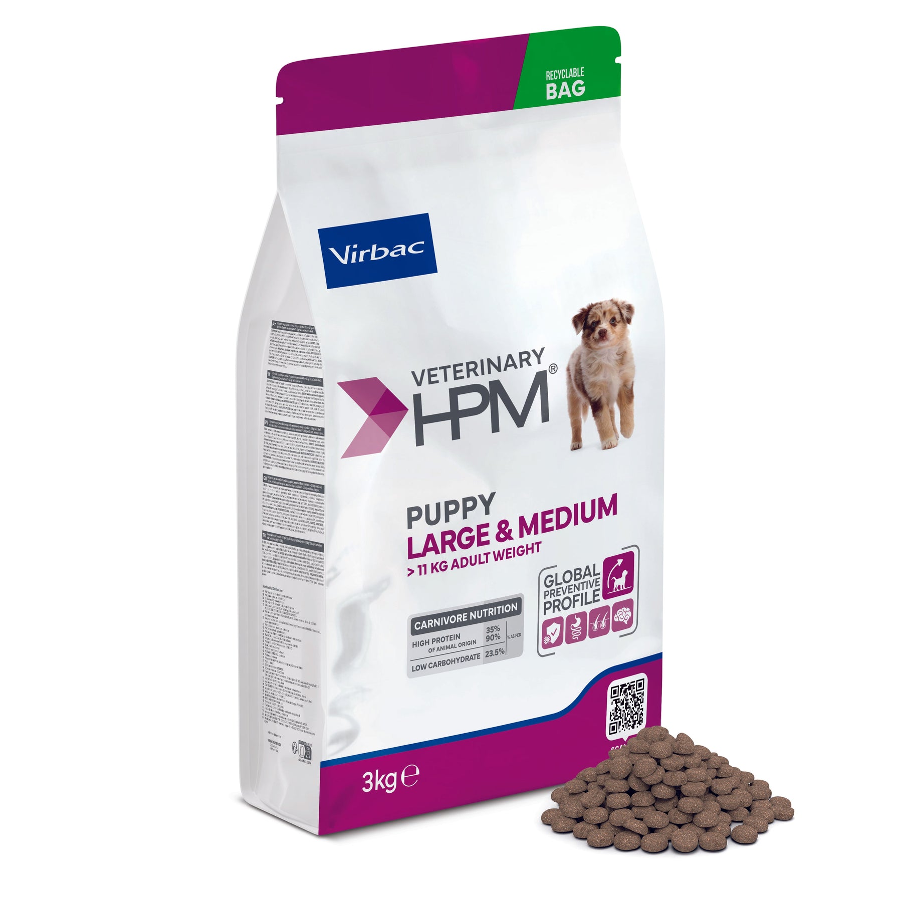 Virbac Veterinary HPM Puppy Large & Medium torrfoder för hund 3 kg