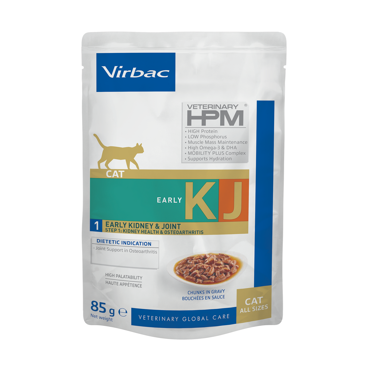 Virbac Veterinary HPM Early Kidney & Joint KJ1 våtfoder för katt 85 g PROVFÖRPACKNING