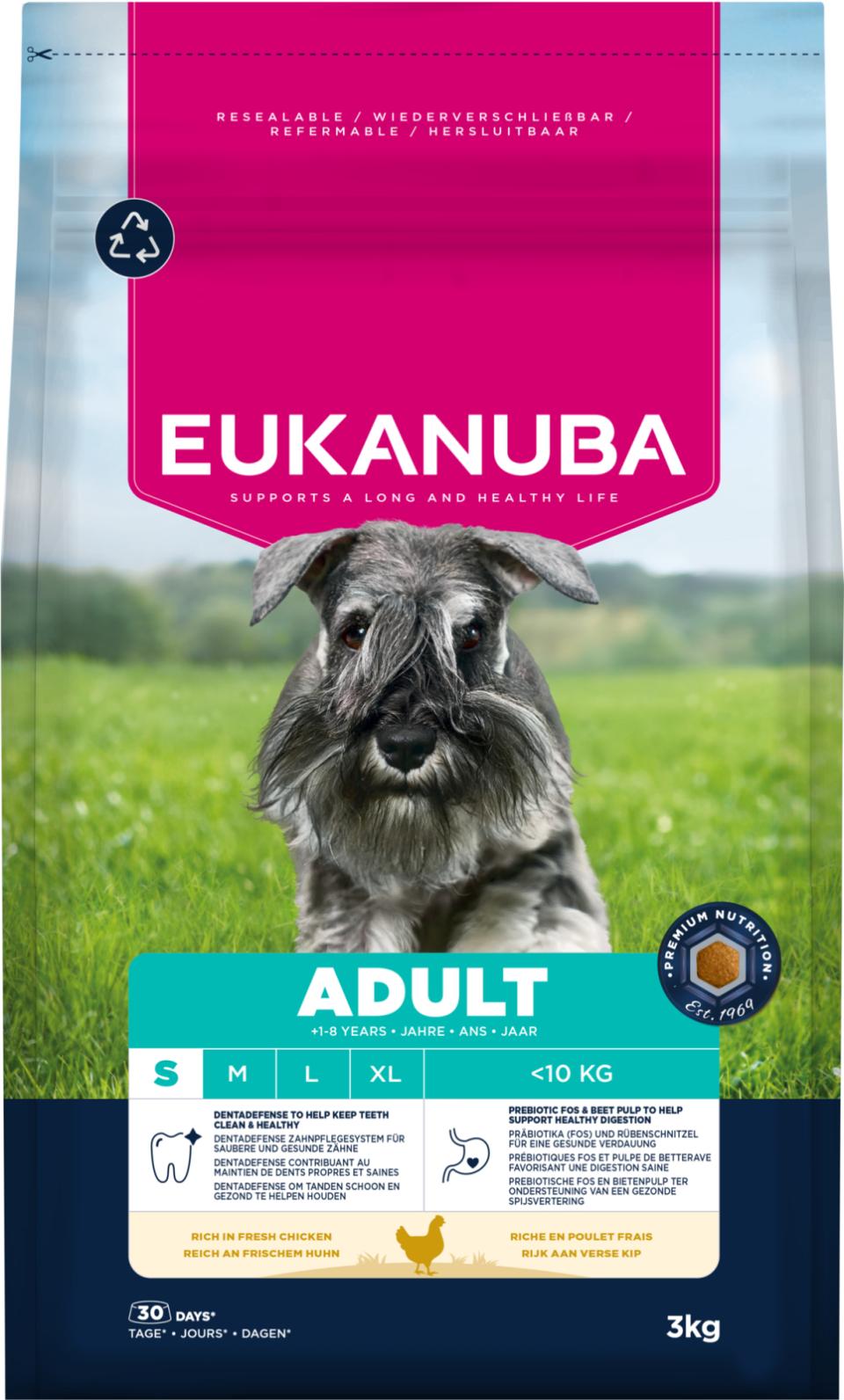 Eukanuba Adult Small Breed kanalihaga kuivtoit väikest tõugu täiskasvanud koertele 3 kg