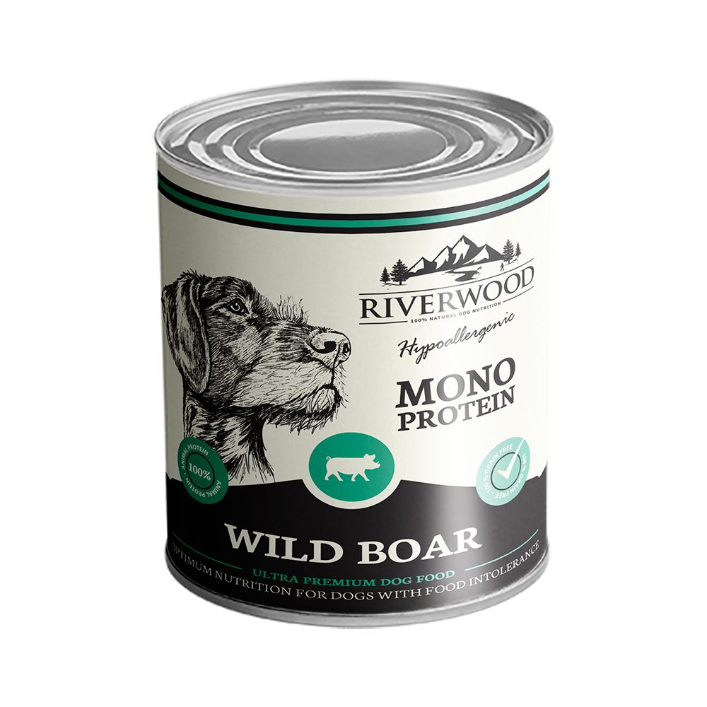 Riverwood monoprotein vildsvin 6 x 400 g för hundar