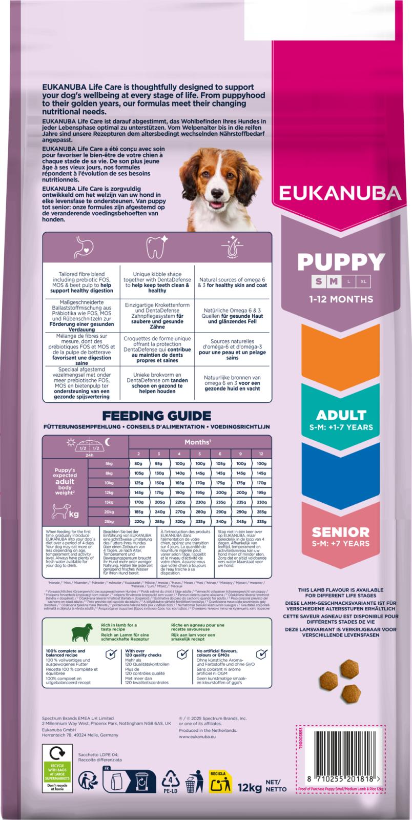 Eukanuba Puppy Small/Medium Lamb & Rice torrfoder för hund