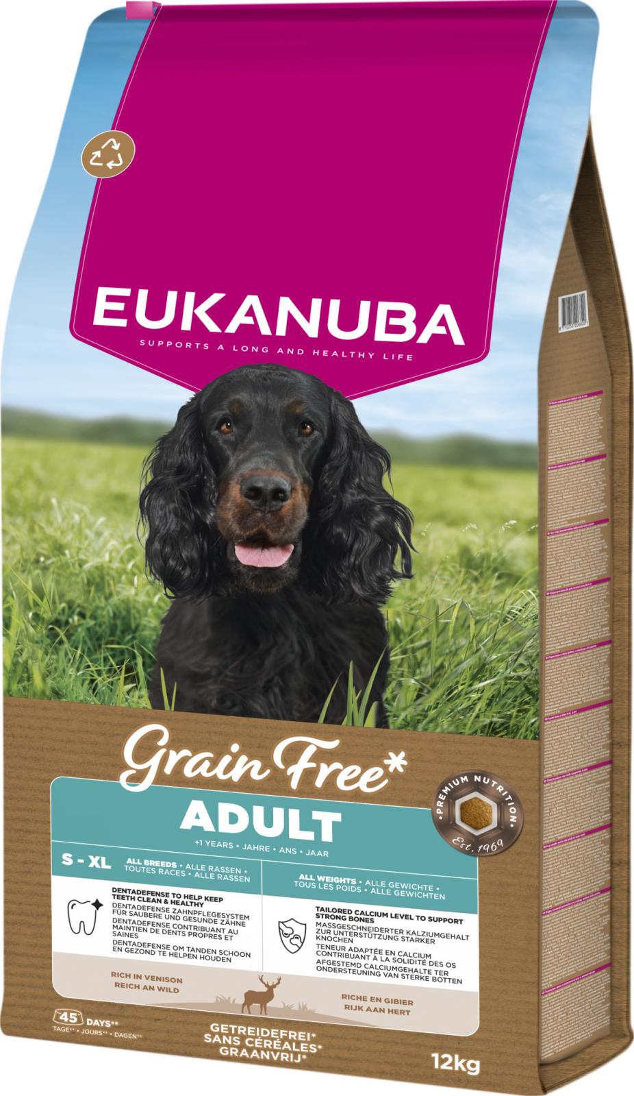 Eukanuba Adult Grain Free Venison teraviljavaba hirvelihaga kuivtoit igast tõust täiskasvanud koertele