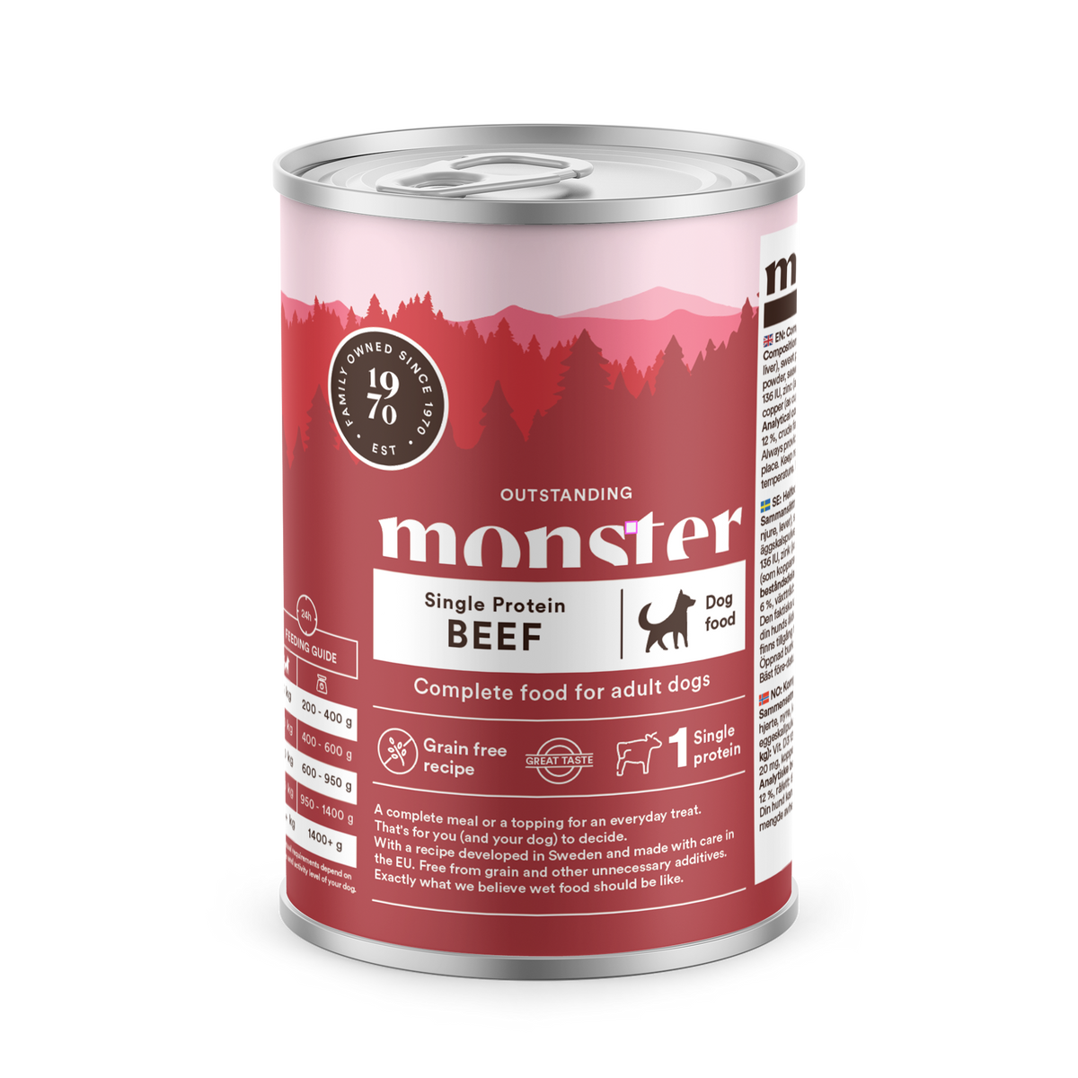 Monster Dog Adult Single Protein nöt 6 x 400 g för hundar