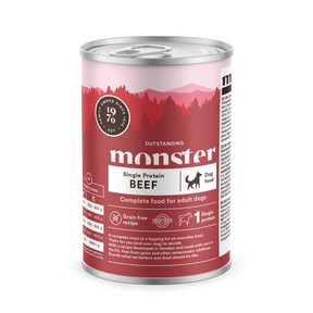 Monster Dog Adult Single Protein nöt 6 x 400 g för hundar