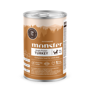 Monster Dog Adult Single Protein kalkon 6 x 400 g för hundar