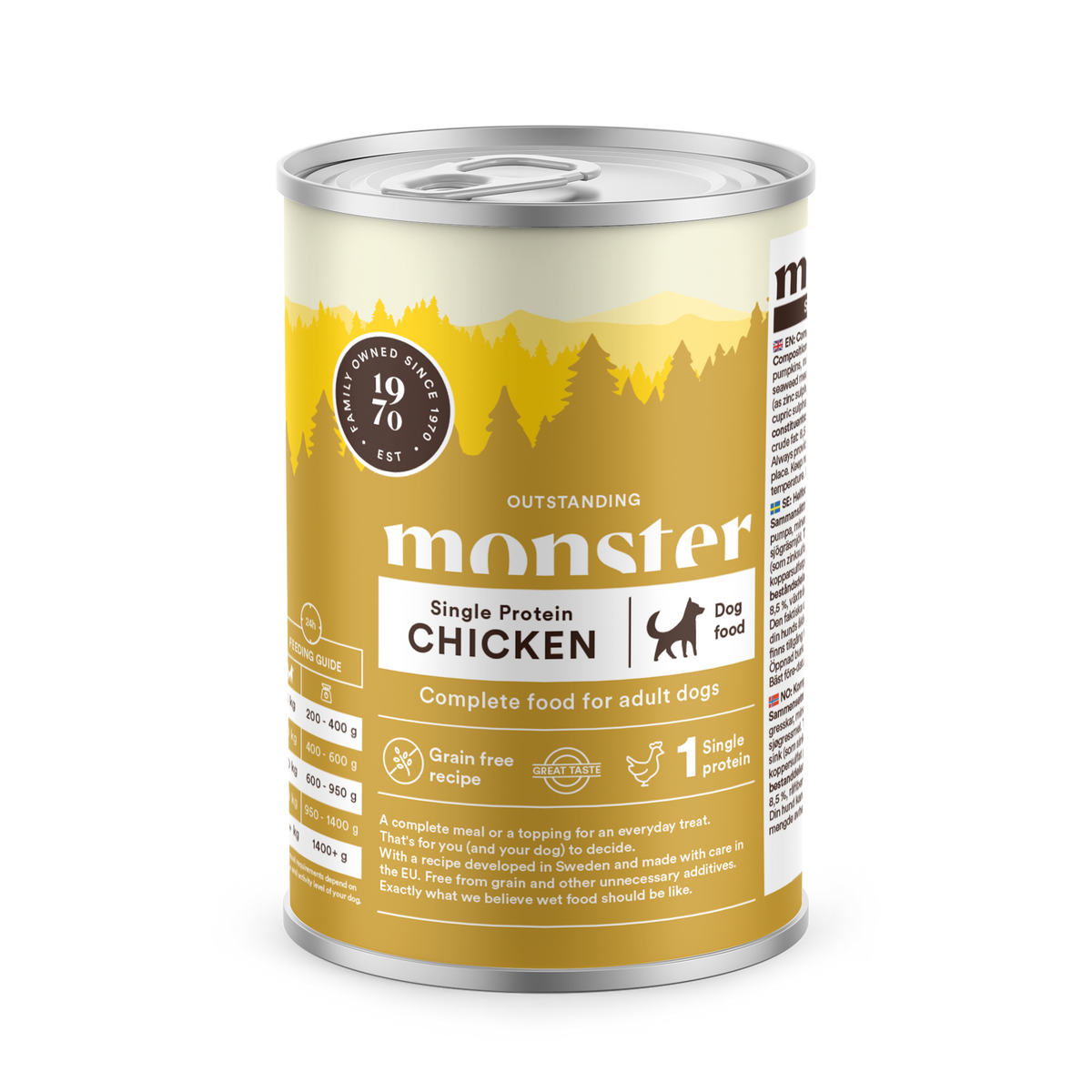 Monster Dog Adult Single Protein kyckling 6 x 400 g för hundar