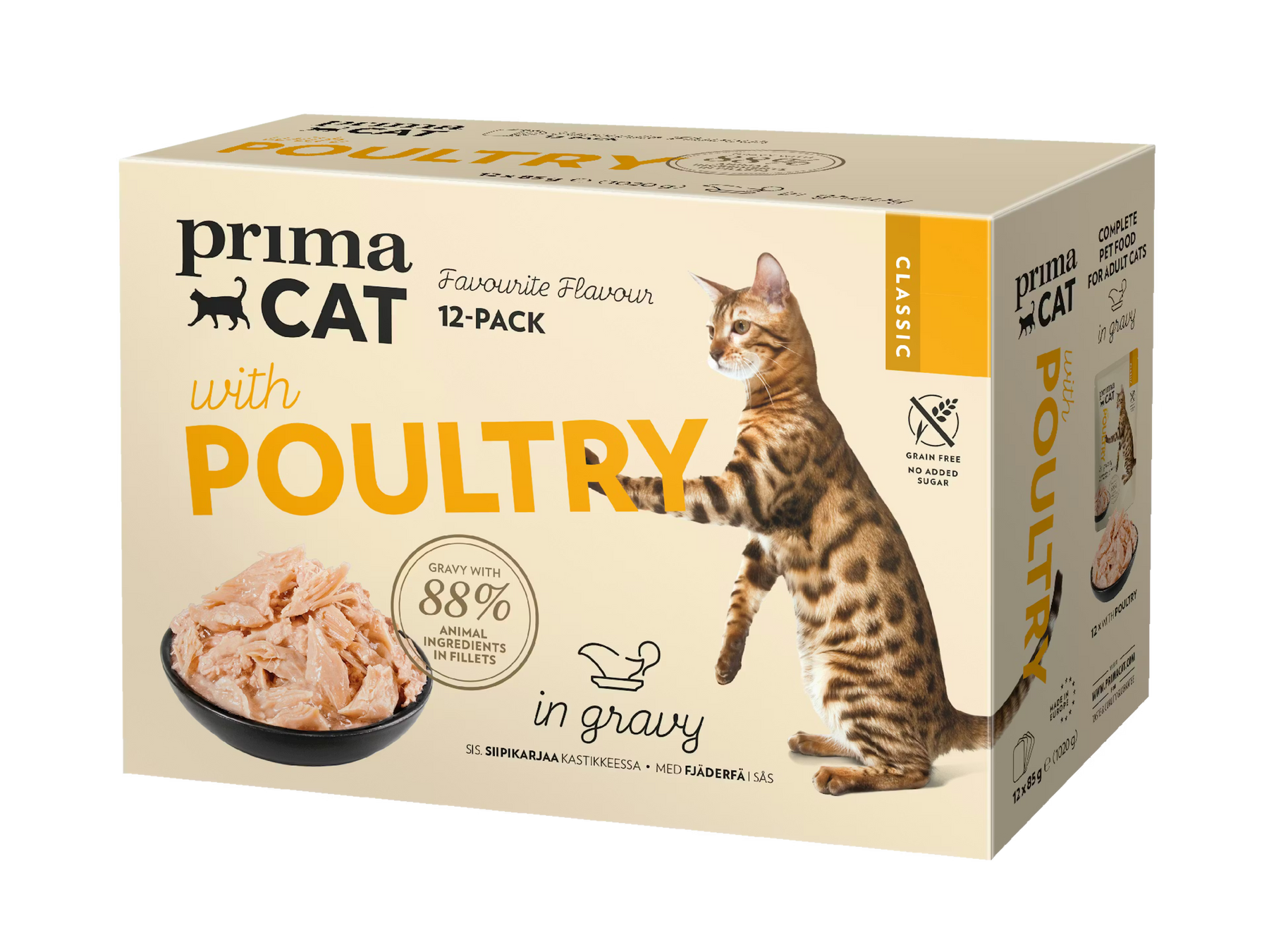 PrimaCat Classic fjäderfämix 12 x 85 g