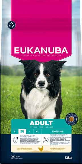 Eukanuba Adult Medium Breed kanalihaga kuivtoit keskmist tõugu täiskasvanud koertele 12 kg