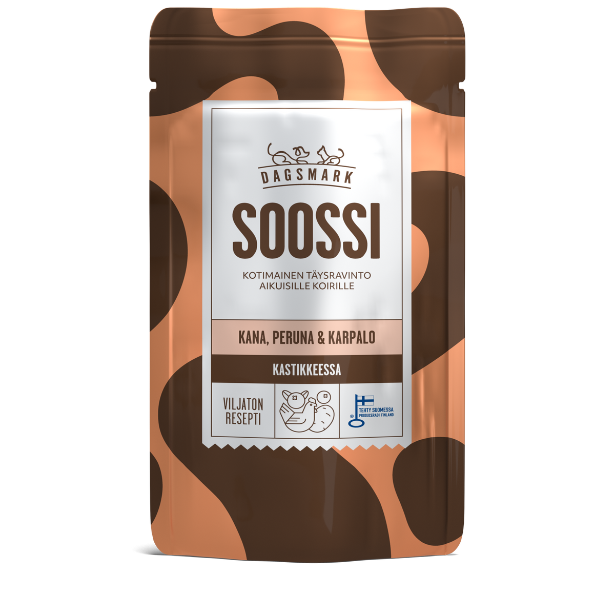 Dagsmark SOOSSI kyckling-potatis-tranbär i sås för hundar