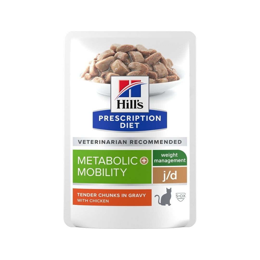 Hill's Prescription Diet Metabolic + Mobility våtfoder med kyckling för katter 85 g PROVFÖRPACKNING