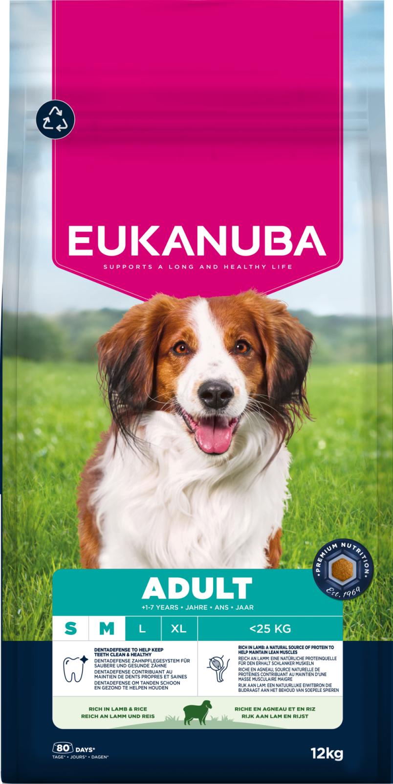 Eukanuba Adult Small & Medium Lamb & Rice lamba ja riisiga kuivtoit väikest ja keskmist kasvu koertele