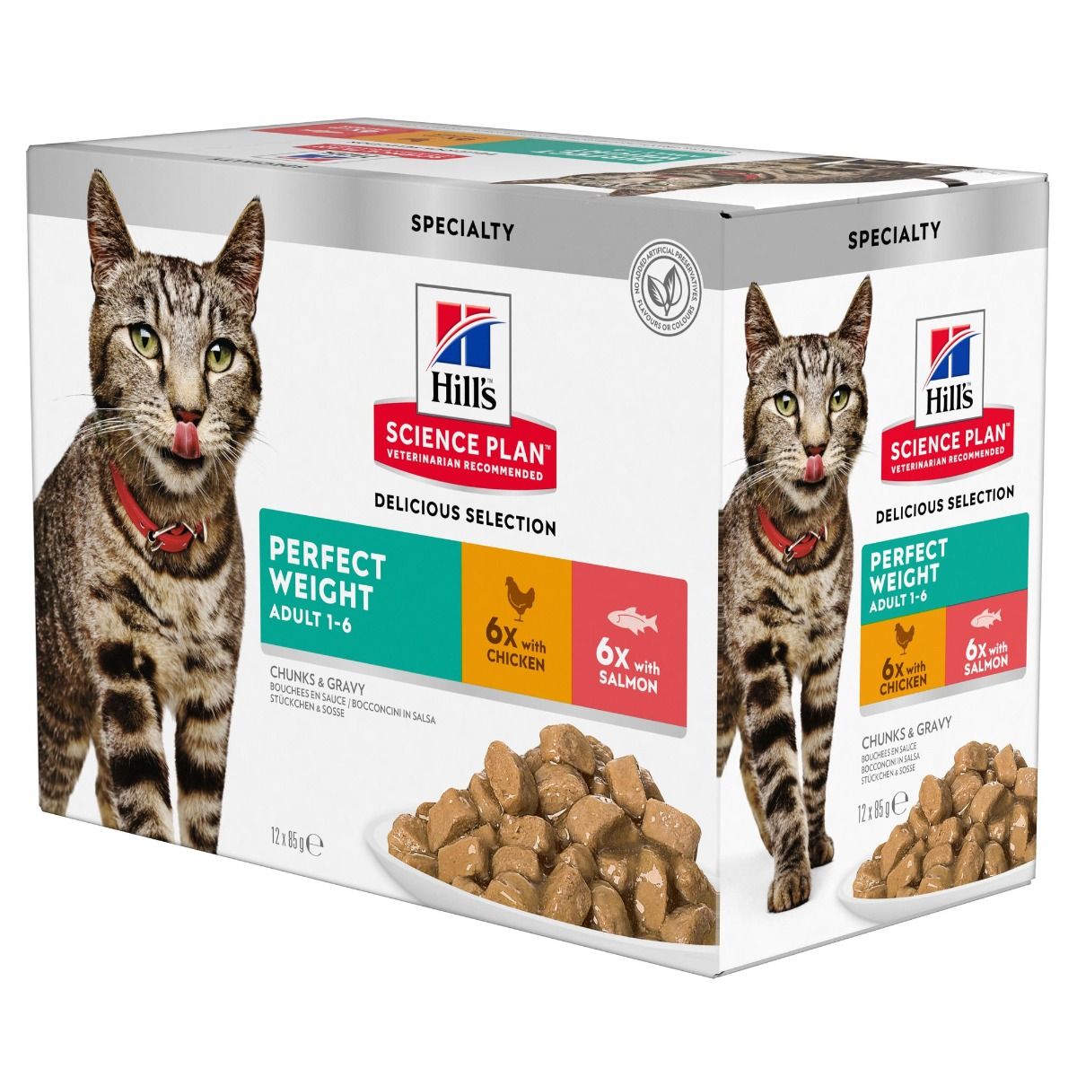 Hill's Science Plan Perfect Weight Adult våtfoder Multipack med kyckling & lax för katter 12 x 85 g