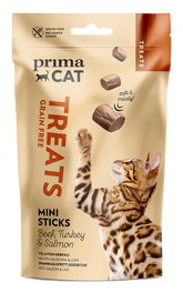 PrimaCat Treats Softy Mini Sticks med nöt, kalkon & lax för katter 50 g