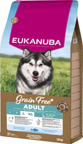 Eukanuba Adult Large Grain Free Ocean Fish teraviljavaba ookeanikalaga kuivtoit suurt tõugu koertele 12 kg