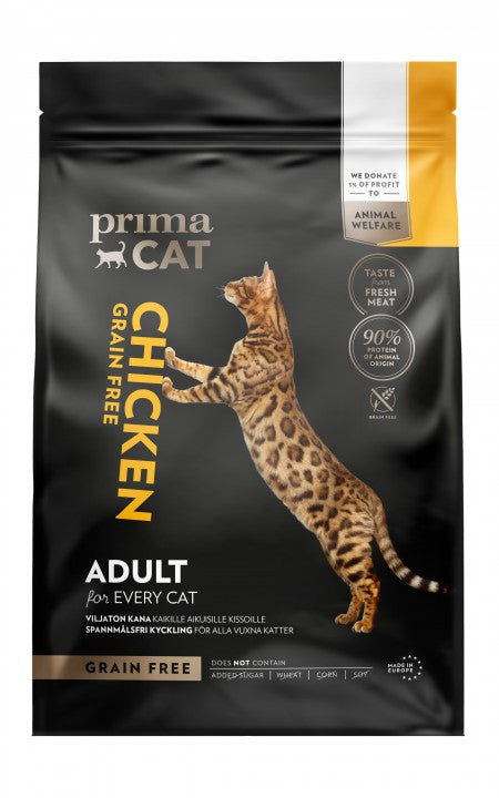 PrimaCat Spannmålsfritt Kyckling för vuxna katter 4 kg