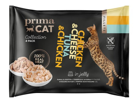PrimaCat Fillets Chicken-Cheese & Tuna-Chicken in Jelly for Cats 4 x 50 g
