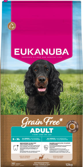 Eukanuba Adult Grain Free Venison teraviljavaba hirvelihaga kuivtoit igast tõust täiskasvanud koertele