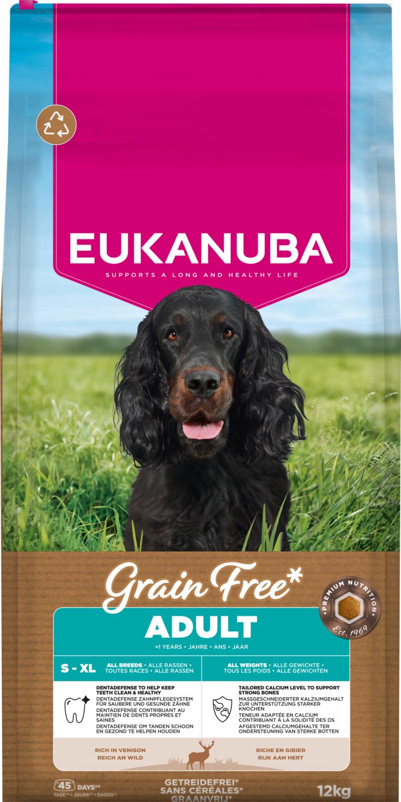 Eukanuba Adult Grain Free Venison teraviljavaba hirvelihaga kuivtoit igast tõust täiskasvanud koertele