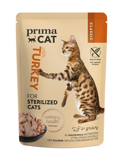 PrimaCat Classic Kalkon i sås för steriliserade katter 28 x 85 g
