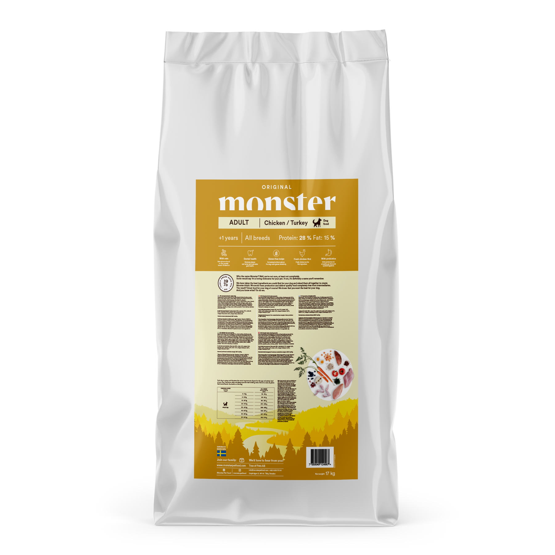 Monster Dog Original Adult kuivtoit koertele kana ja kalkuniga,