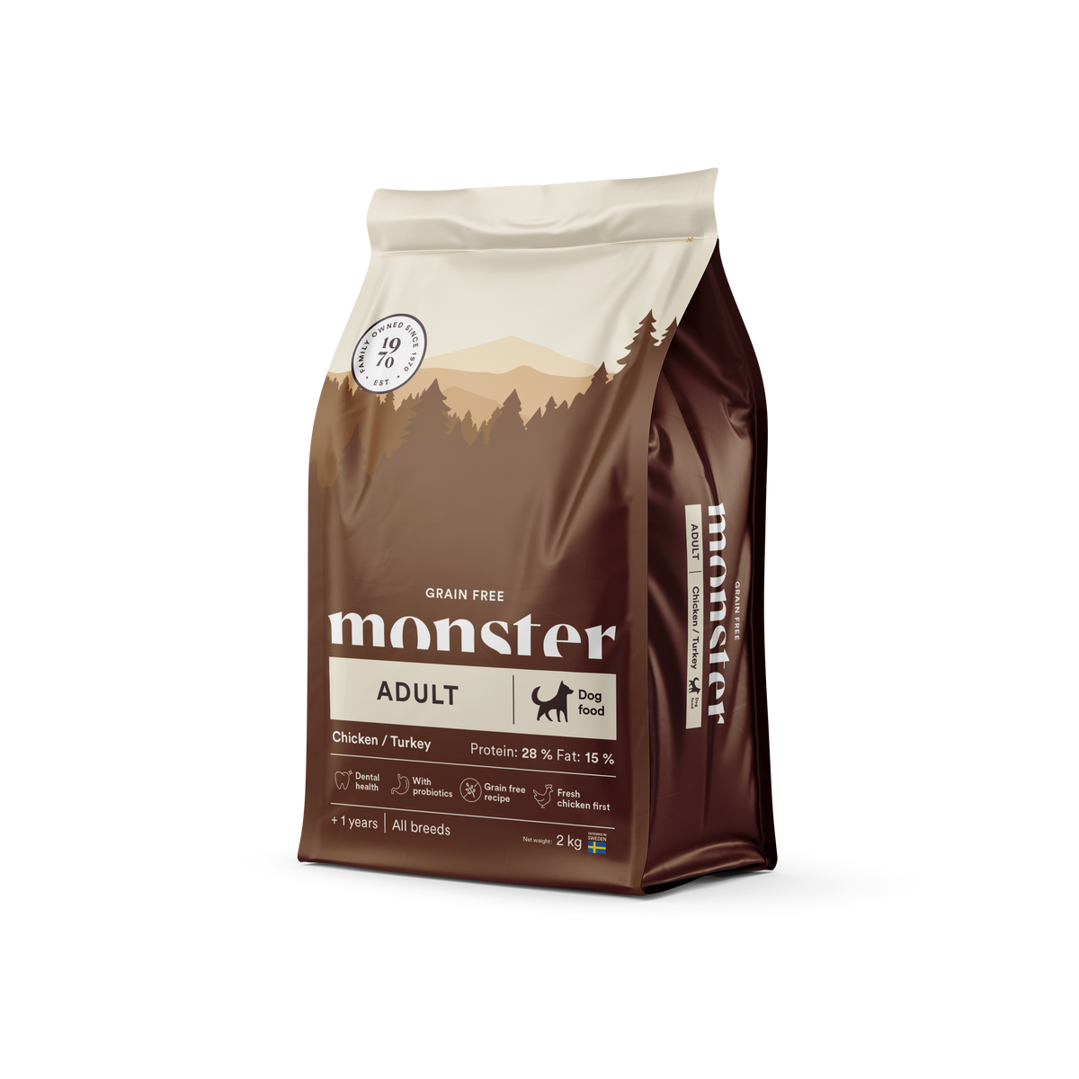 Monster Dog Grain Free Adult All Breed Chicken-Turkey 2 kg för hundar