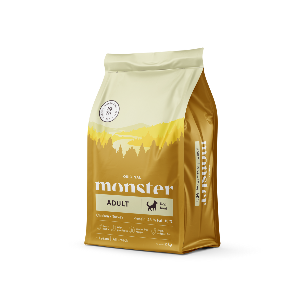 Monster Dog Original Adult Chicken-Turkey 2 kg för hundar