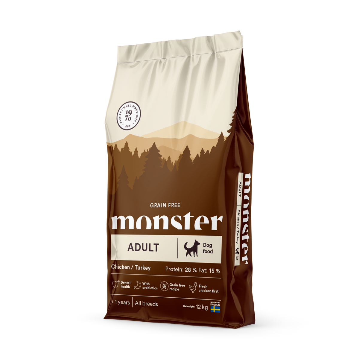 Monster Dog Grain Free Adult All Breed Chicken-Turkey 12 kg för hundar