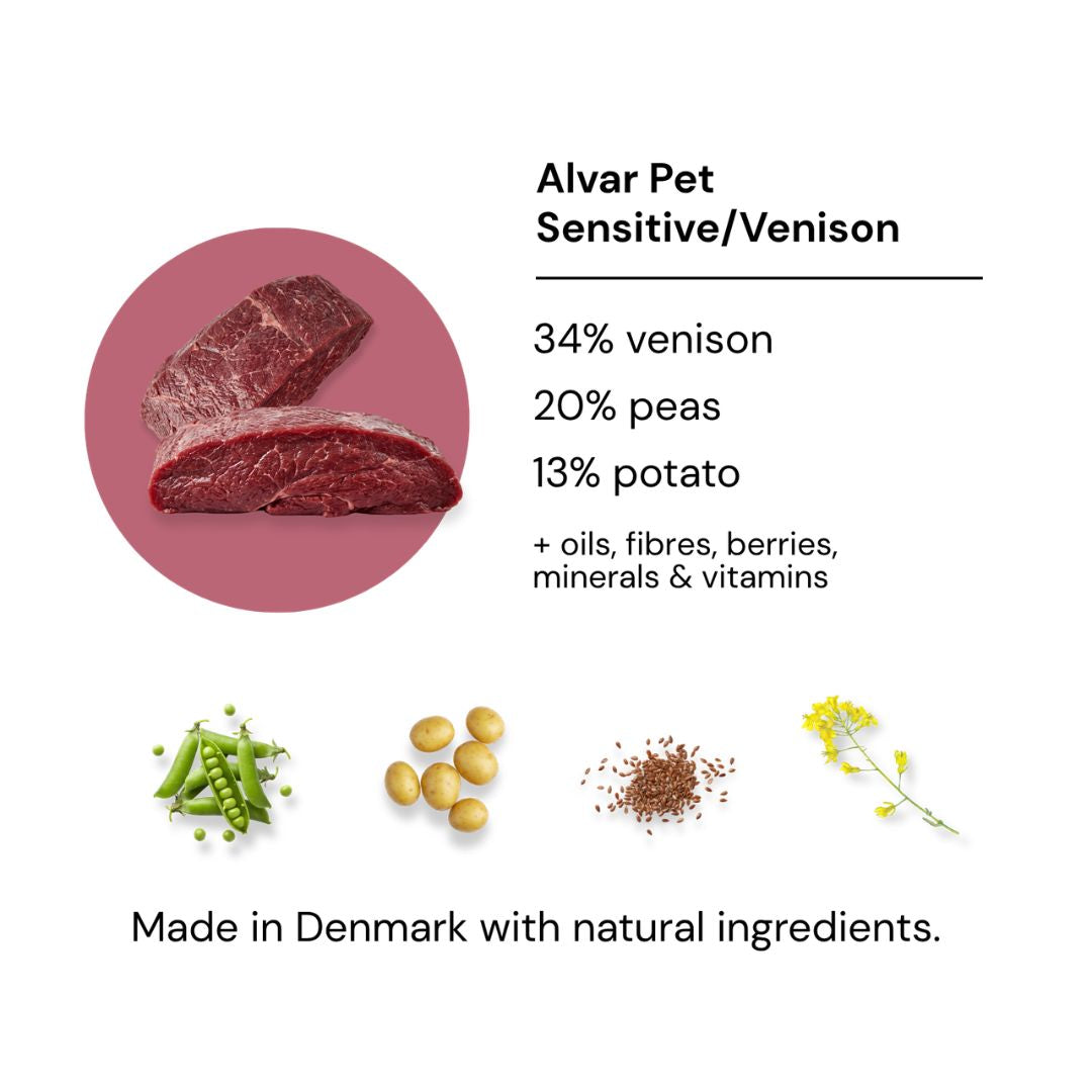 Alvar Pet Sensitive/Venison torrfoder för hundar