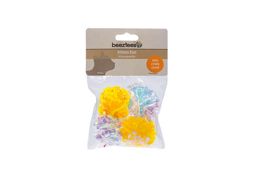 Beeztees Crinkle Balls Cat Toy – 4 Pack
