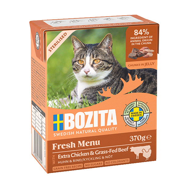 Bozita Sterilised Kyckling och Nöt i Gelé för katter 6 x 370 g