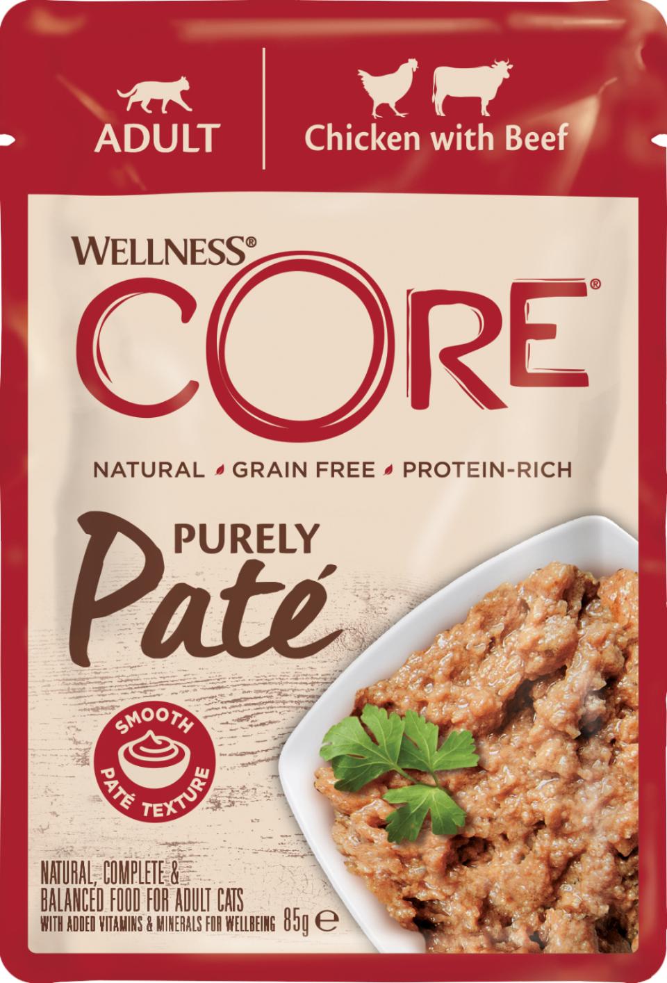 Core adult Purely Paté chicken & beef för katter 85 g