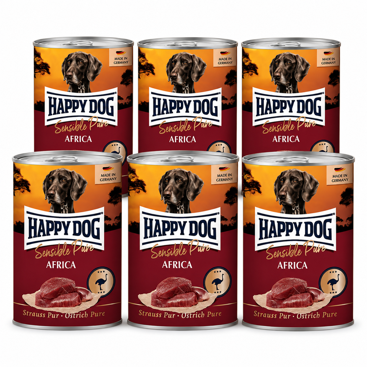 Happy Dog Sensible Pure Africa - Struts Våtfoder 6 x 400 g
