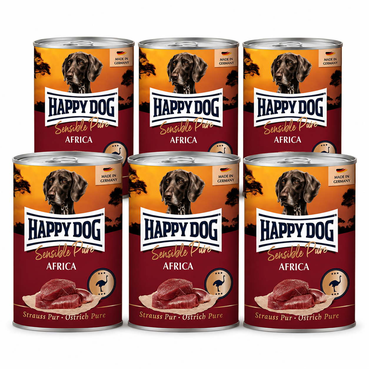 Happy Dog Sensible Pure Africa - Struts Våtfoder 6 x 400 g