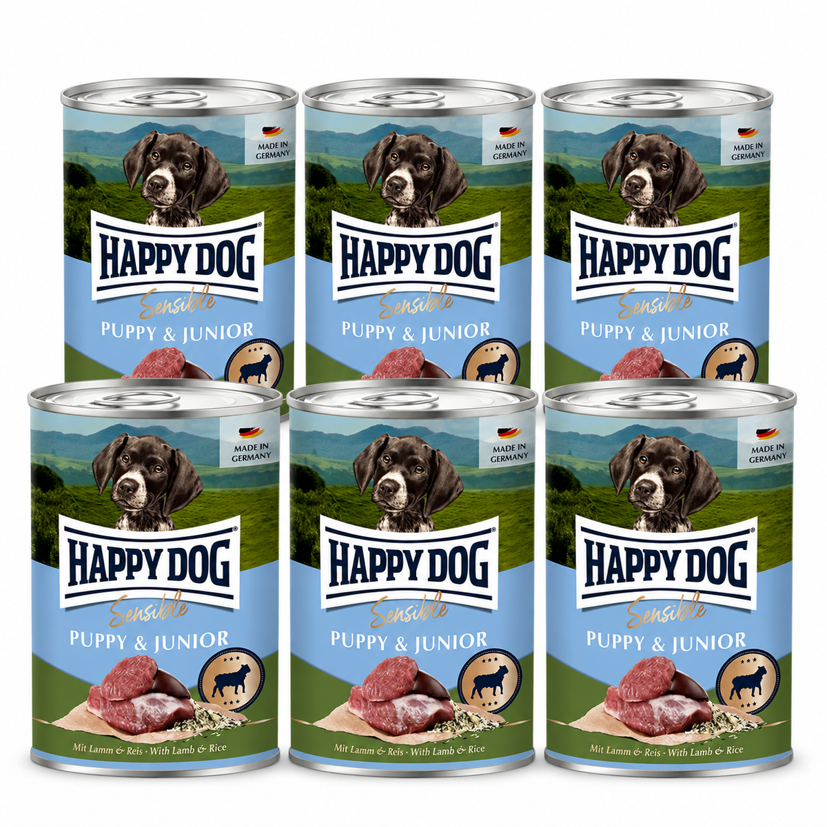 Happy Dog Sensible Puppy & Junior Can - Lamb & Rice 6 x 400 g