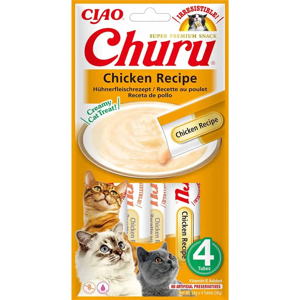 Churu Chicken Purée kanalihaga kreemmaiused kassidele 4 × 14 g