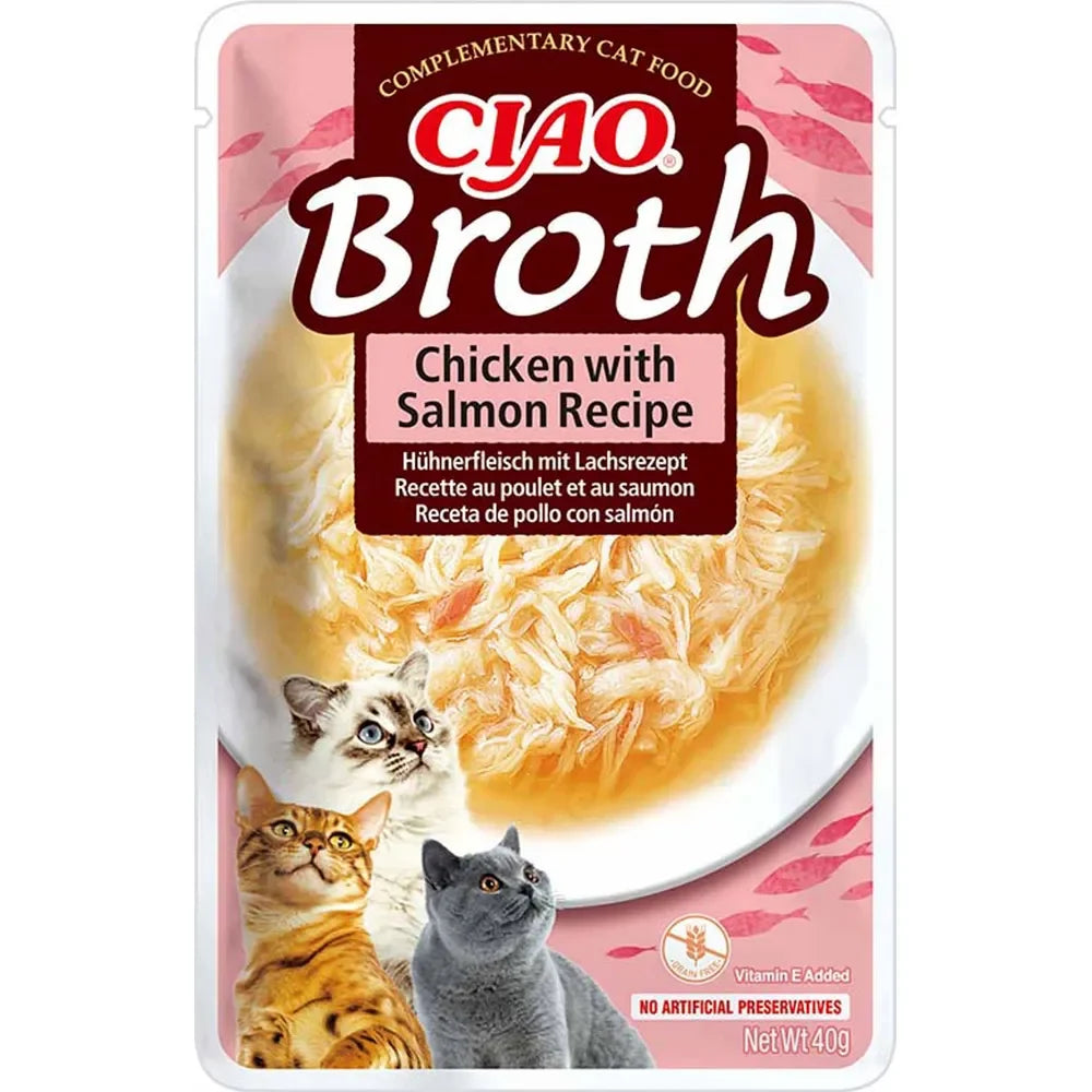 Ciao Kycklingbuljong med kyckling & lax för katt 40 g