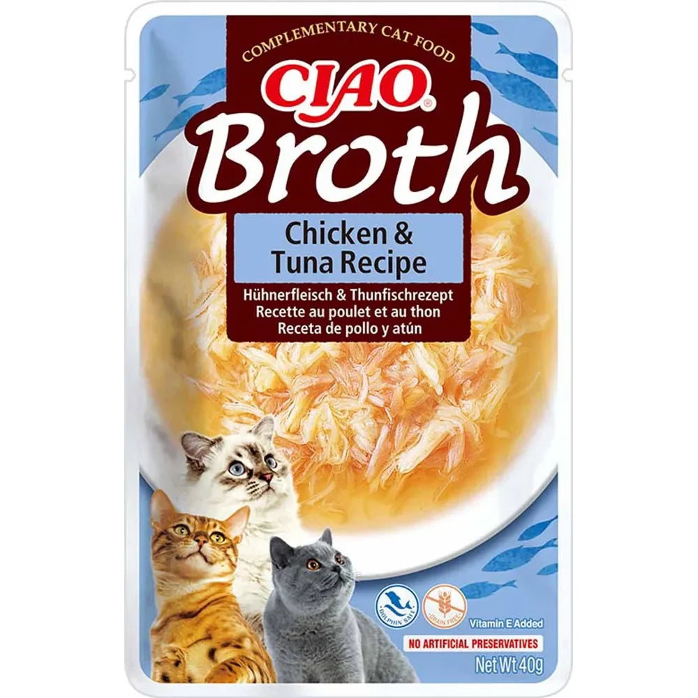 Ciao kycklingbuljong med kyckling & tonfisk 40 g för katter
