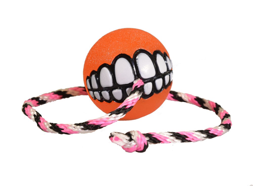 D&C Tandboll med rep 64 mm orange för hundar
